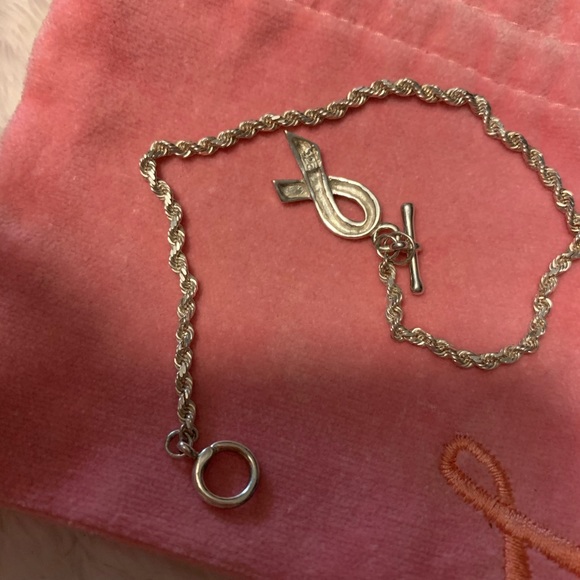 925 Silver Breast Cancer CZ Earings & Bracelet - Picture 3 of 12